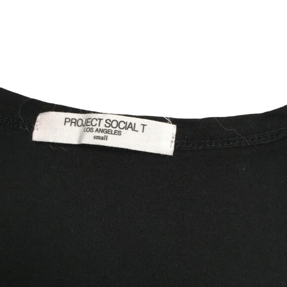 Project Social T Shirt Oversized‎ V-Neck Black Tee Casual Top Women's S Dolman - Picture 2 of 6